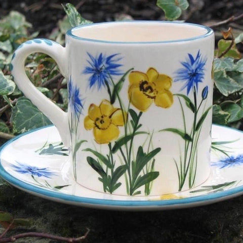 Buttercup and Cornflower Coffee Cup and Saucer