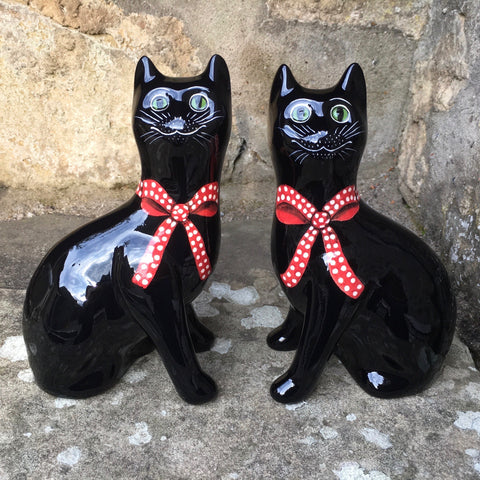 Black with Spotty Red Bow Small Cat
