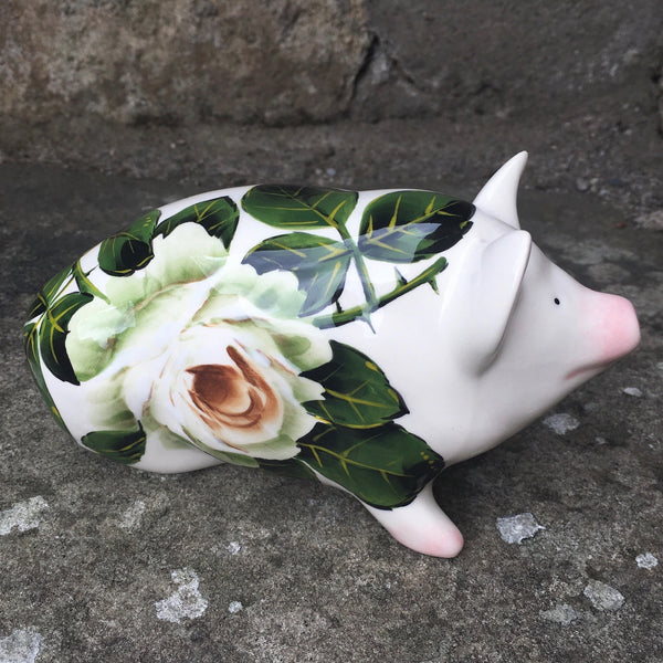 White Cabbage Rose Small Pig
