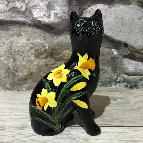 Daffodil Black Background Small Cat