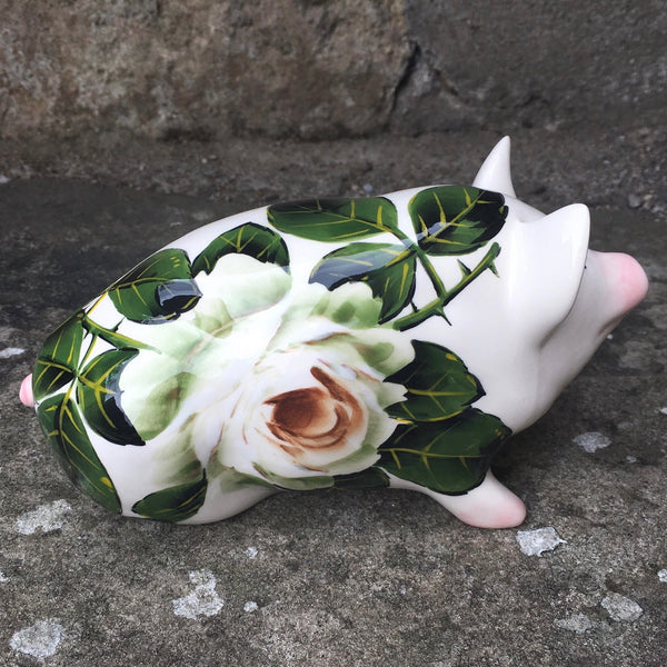 White Cabbage Rose Small Pig
