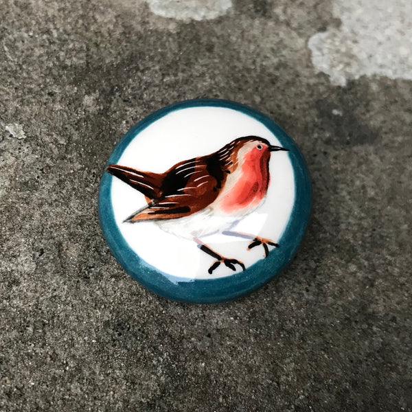 Robin Round Brooch