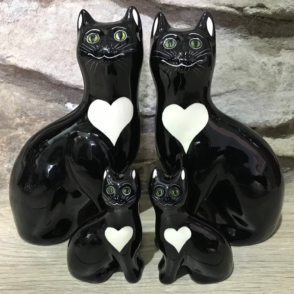 Black with White Heart Small Cat