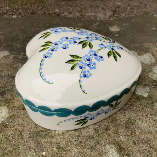 Forget Me Not Large Heart Trinket Box