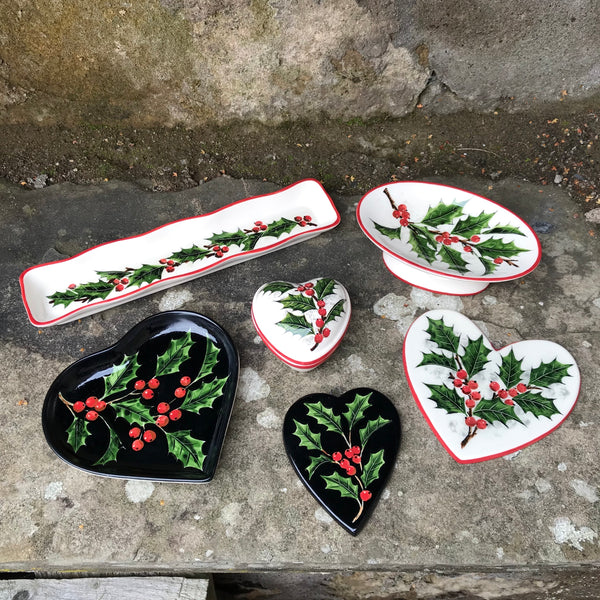 Holly Black Heart Tray