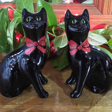 Black with Red Bow Small Cat