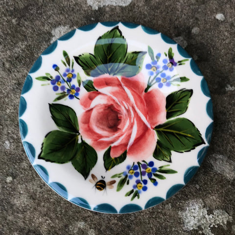 Cabbage Rose and Forget Me Not Tiny Plate