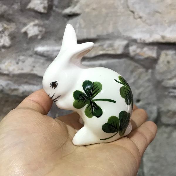 Shamrock Rabbit Wemyss Ware Hand Painted Shamrock Tiny Rabbit | Griselda Hill Pottery