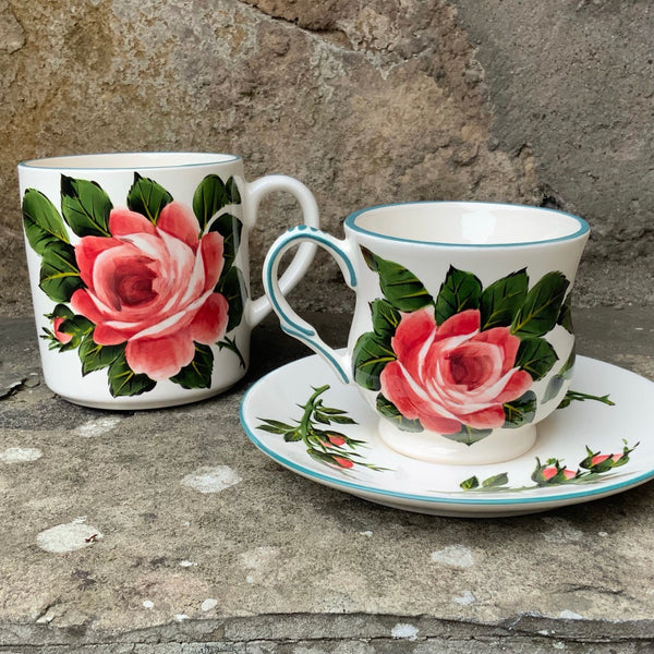 Cabbage Rose Teacup and Saucer
