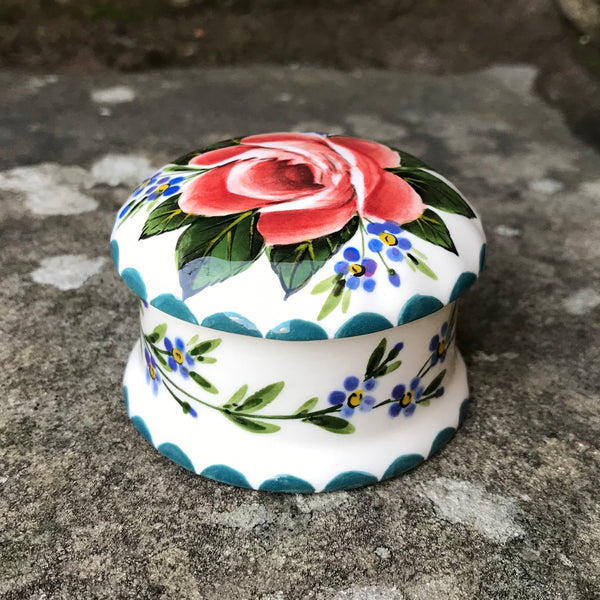 Cabbage Rose and Forget Me Not Scone Small Trinket Box