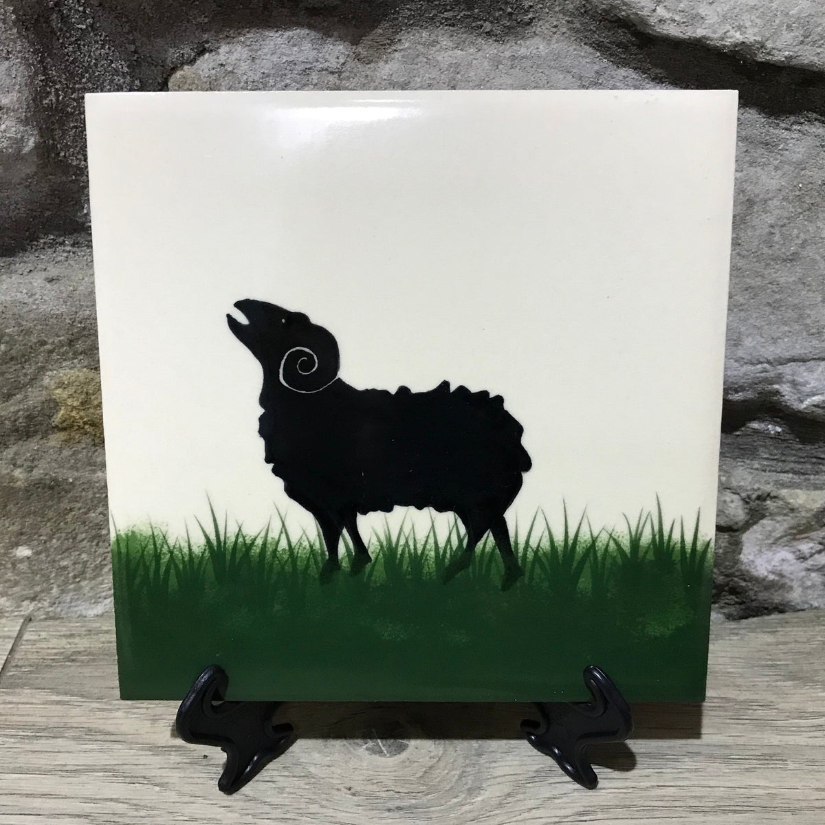 Sheep Large Tile | Wemyss Ware | Hand Painted | Griselda Hill Pottery