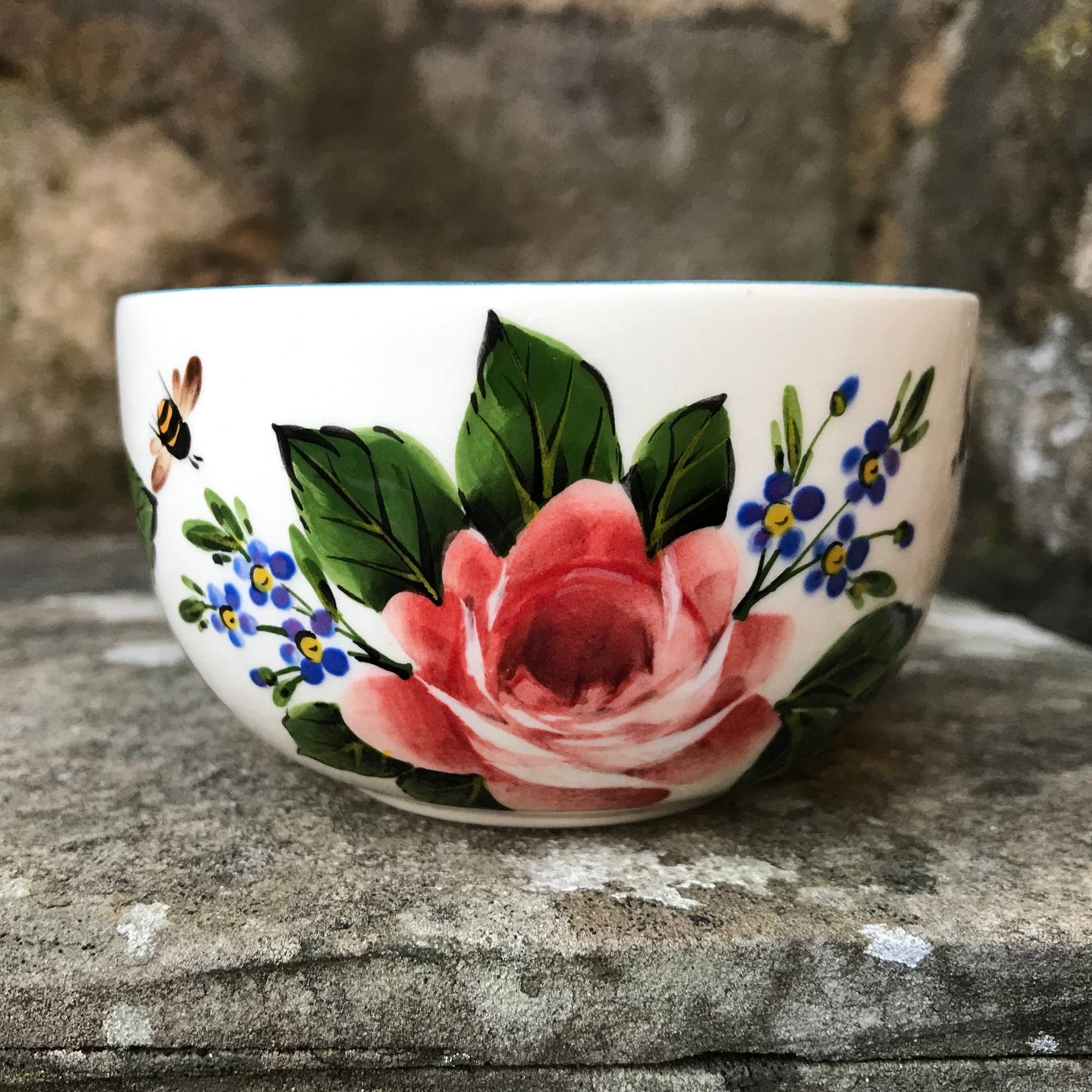 Cabbage Rose and Forget Me Not Tiny Bowl