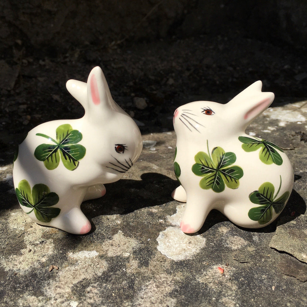 Shamrock Rabbit Wemyss Ware Hand Painted Shamrock Tiny Rabbit | Griselda Hill Pottery