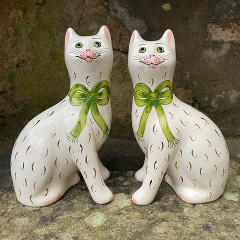 Green Gilt Bow Small Cat