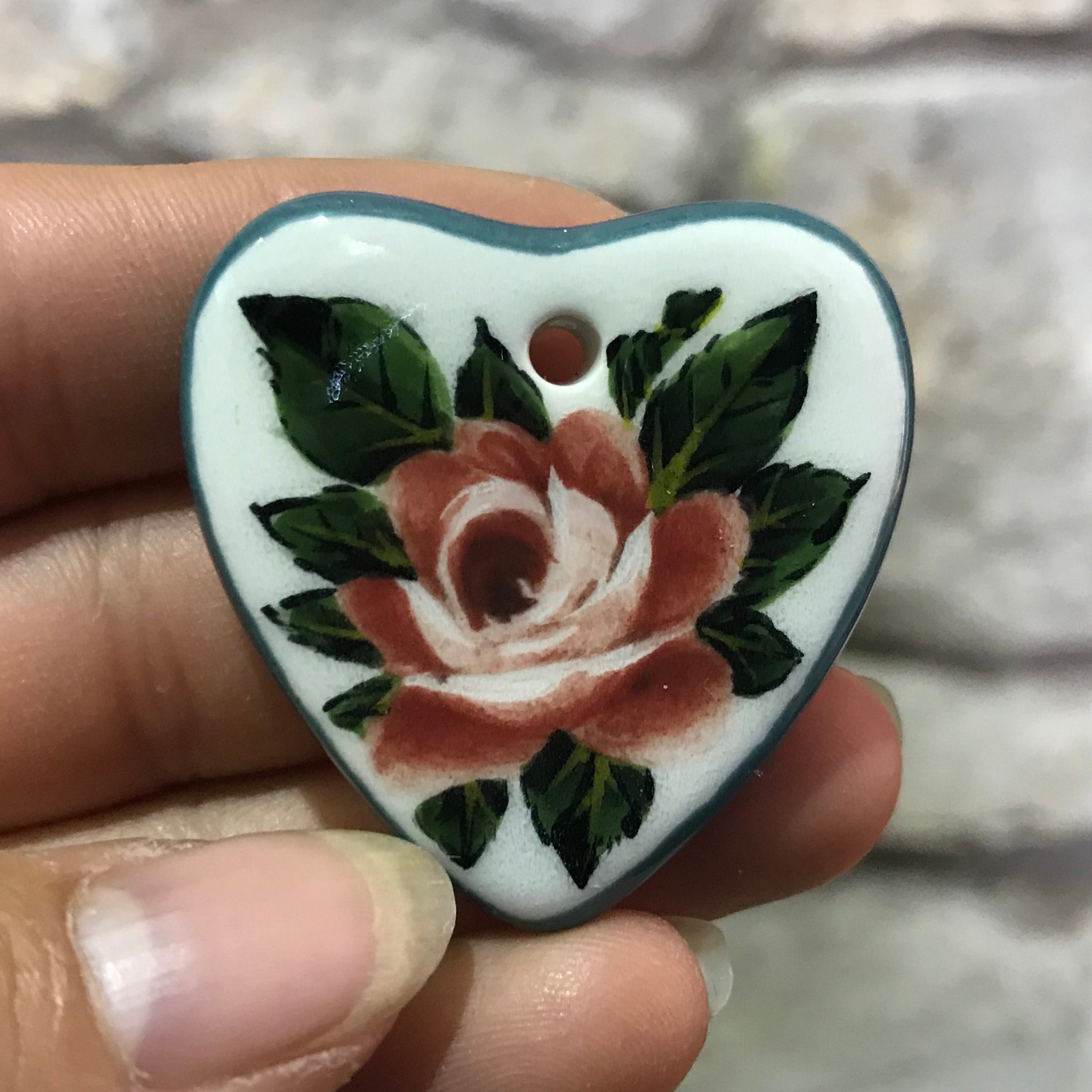 Cabbage Rose Heart Pendant
