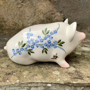 Forget Me Not with Bee Small Pig