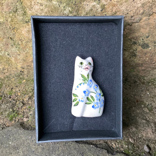 Forget Me Not Cat Brooch