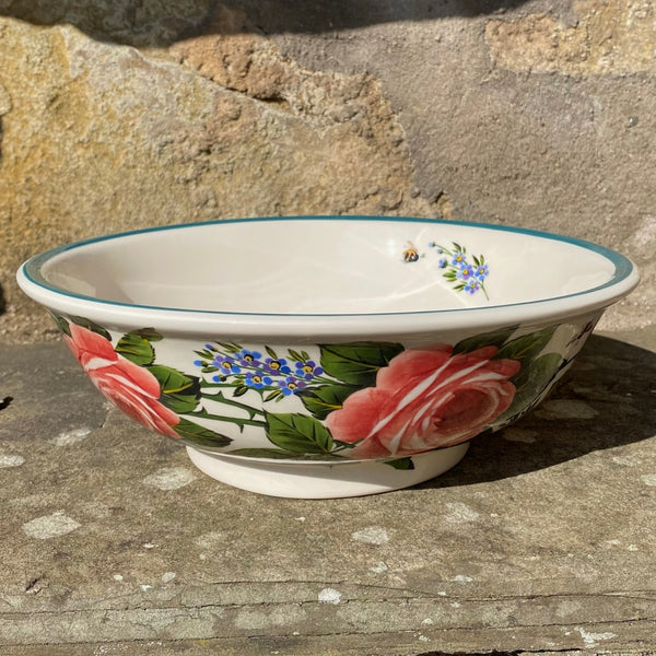 Cabbage Rose and Forget Me Not Medium Bowl