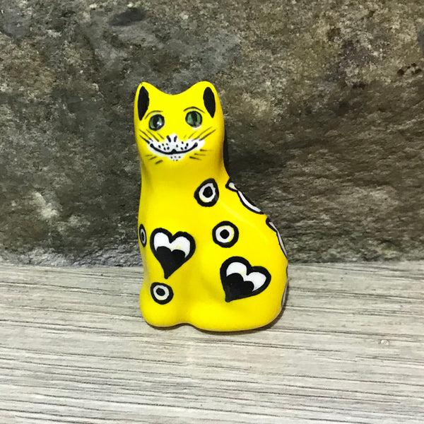 Yellow Gallé Cat Brooch