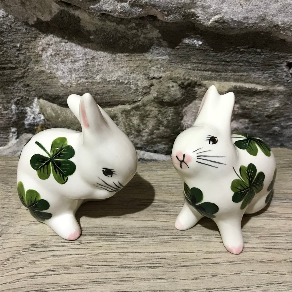 Shamrock Rabbit Wemyss Ware Hand Painted Shamrock Tiny Rabbit | Griselda Hill Pottery