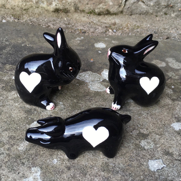 Black with White Heart Tiny Rabbit