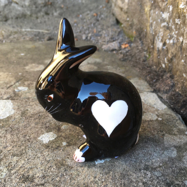 Black with White Heart Tiny Rabbit